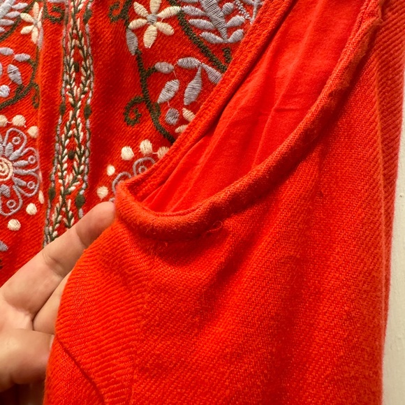 Anthropologie Aiko Red/Orange embroidered dress size 12 - Picture 7 of 7